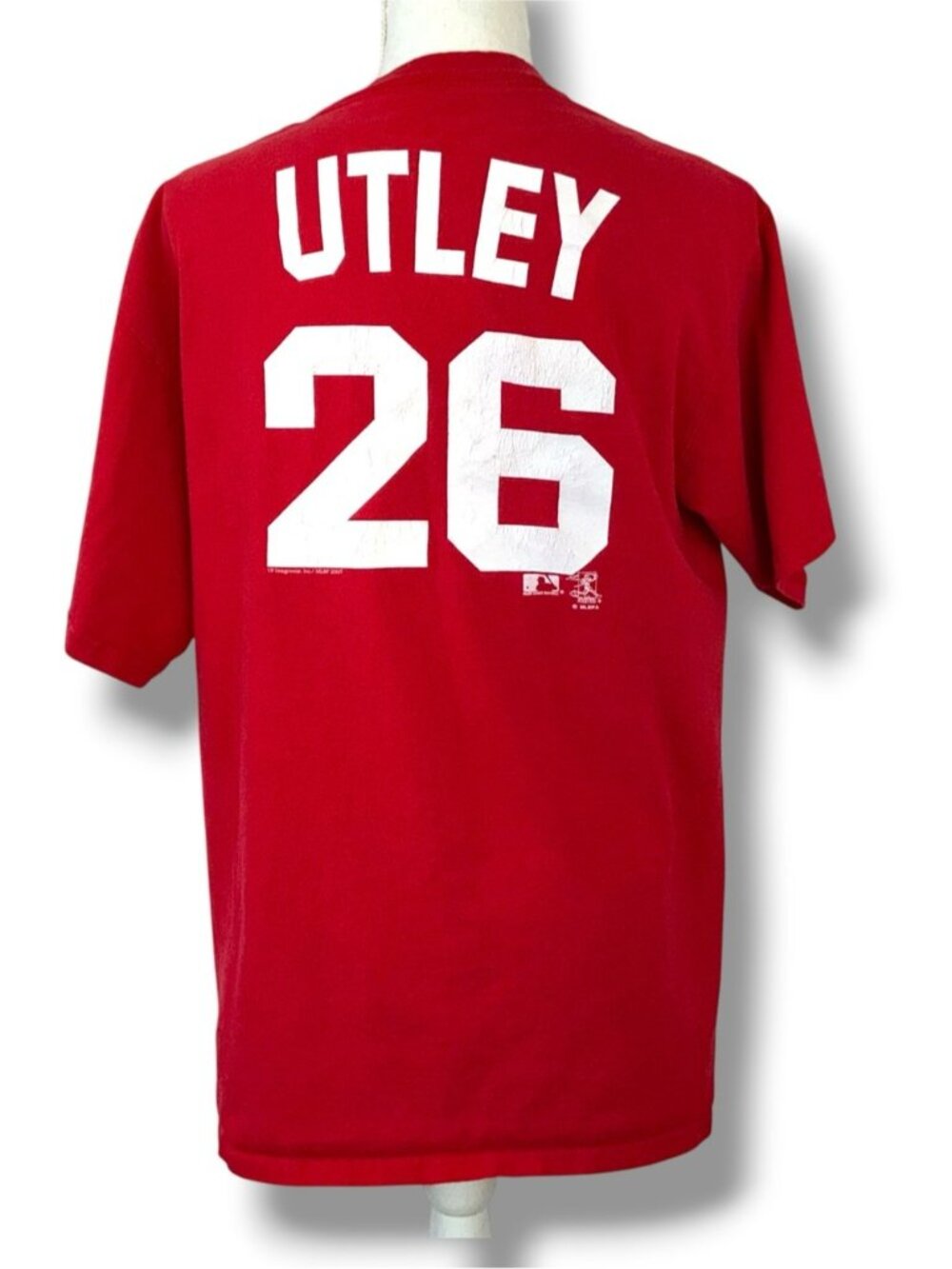 Phillies MLB Tee Shirt Jersey Cotton 2007 Chase Utley #26 Red Unisex Men Medium - Picture 3 of 16